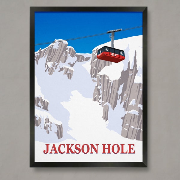 Jackson Hole Ski Poster, Ski Resort Poster, Ski Print , Snowboard Poster,  Ski Gifts, Ski Poster