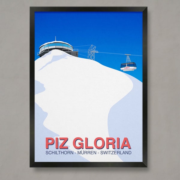 Piz Gloria Schilthorn Poster, Ski Resort Poster, Ski Print, Snowboard Poster, Ski Gifts, Ski Poster