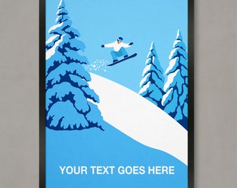 Personalised snowboarder jumping poster, Snowboard print, Custom snowboard print, Snowboarding poster, Snowboard poster, Snowboarding gift