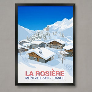 La Rosiere ski Poster,Ski travel poster,Ski art poster, Ski Resort Poster, Ski Print , Snowboard Poster,  Ski Gifts, Ski Poster