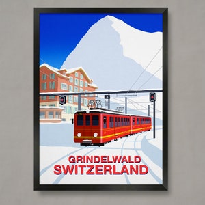 Grindelwald Ski Train Poster: Vintage Swiss Ski Resort Print