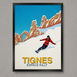 Tignes Snowboarder Poster: Vintage Ski Resort Art Print