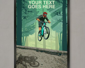 Personalized Mountain Bike Art Print: Custom MTB Poster