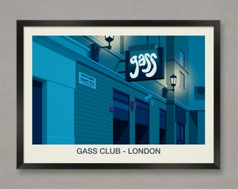 The Gass Club Poster, Nightclub Prints, The Gass Club Print,  Gass Club,  Gass Club Art Print,  Gass Club London