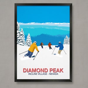 Diamond Peak Ski Resort Poster: Nevada Vintage Travel Print