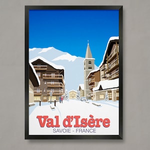 Val d'isere Ski Town Poster, Ski Resort Poster, Ski Print , Snowboard Poster,  Ski Gifts, Ski Poster