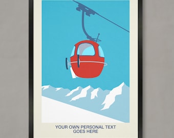 Personalised egg gondola poster, Skiing gift, Customised ski print, Ski gifts, Bubble gondola print, Oeufs gondola, Oeufs gondola poster