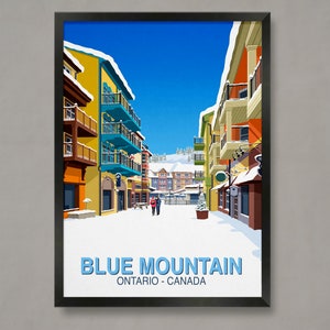 Cartel de esquí Blue Mountain, arte de esquí, cartel de esquí, impresión de esquí, cartel de la estación de esquí, impresión de esquí, cartel de snowboard, regalos de esquí, cartel de esquí