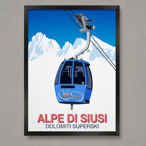 Alpe di Siusi Ski Resort Poster, Ski Resort Poster, Ski Print , Snowboard Poster,  Ski Gifts, Ski Poster