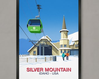 Silver Mountain Poster, Ski Resort Poster, Ski Print, Snowboard Poster, Silver Mountain,  Ski Gifts, Ski Poster,  Silver Mountain ski resort