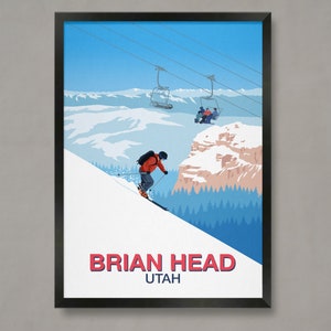 Pôster da Estação de Esqui Brian Head: Impressão Artística de Esqui em Utah