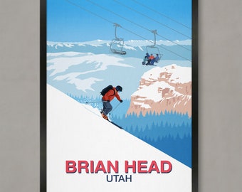 Brian Head Poster, Brian Head Ski Resort, Ski Print, Skiing Poster, Ski Posters, Ski Resort Poster, Snowboard Poster,  Ski Gifts, Ski Poster