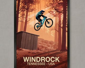 Windrock Mountain Bike Trail Art Print: Tennessee Bike Park Poster
