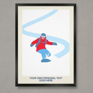 Personalised minimalist snowboarder poster, Snowboarding gift, Customised snowboard print, Snowboard gifts, Snowboarder, Snowboarding