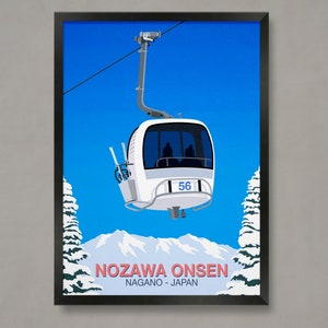 Nozawa Onsen Ski Resort Poster: Vintage Style Travel Print