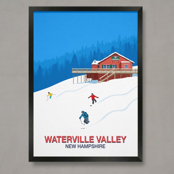 Waterville Valley ski poster, Ski Resort Poster, Ski Print , Snowboard Poster,  Ski Gifts, Ski Poster