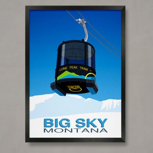 Big Sky Montana Ski Resort Poster: Vintage Style Ski Print