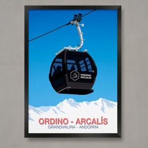 Ordino - Arcalis ski poster, Ski Resort Poster, Ski Print , Snowboard Poster,  Ski Gifts, Ski Poster