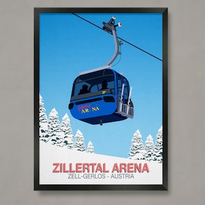 Poster sciistico Zillertal Arena: stampa artistica della stazione sciistica della valle del Tirolo, Austria