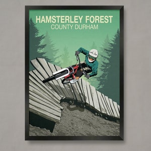 Hamsterley Forest Mountain Bike Poster, Mountain Bike Poster, Mountain Bike Print, MTB Poster, MTB prints