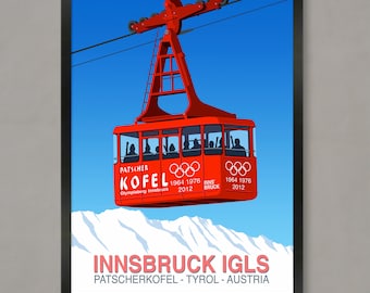 Innsbruck Ski Poster, Ski Resort Poster, Ski Print, Snowboard Poster, Ski Gifts, Ski Poster