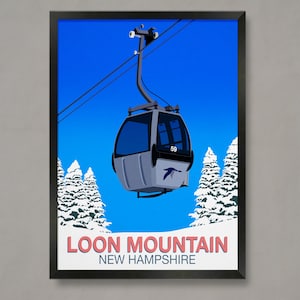 Poster della stazione sciistica di Loon Mountain, Poster della stazione sciistica, Stampa sci , Poster snowboard, Regali sci, Poster sci