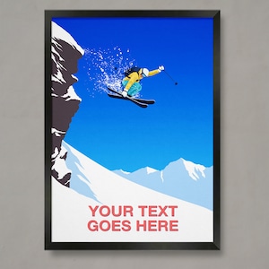 Personalized Ski Jump Poster: Custom Snowboard Art