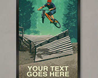 Personalized Mountain Bike Art Print: Custom MTB Poster