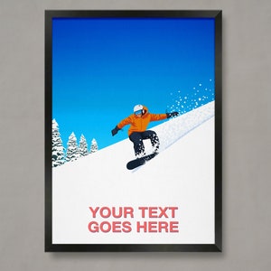 Personalized Ski Art Print: Custom Snowboarder Poster