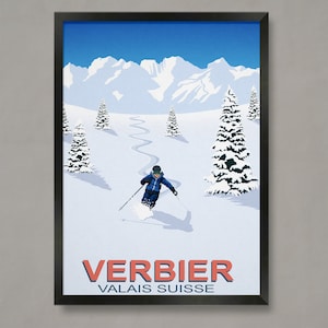 Poster Vintage Sur Toile Puy Saint Vincent Ski France - 40 X 60 Cm - Impression Haute Définition, Couleurs Vives - Décoration Murale Salon, Bureau