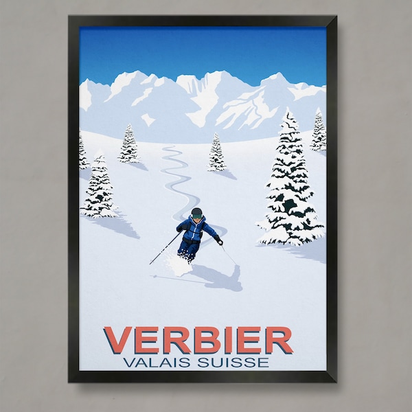 Verbier Ski Resort Poster, Ski Resort Poster, Ski Print, Snowboard Poster, Ski Gifts, Ski Poster