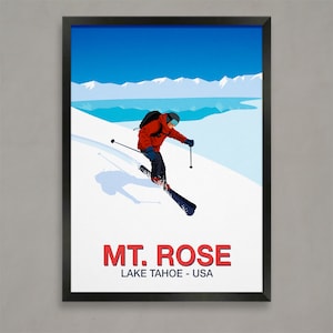 Cartel de la estación de esquí de Mt. Rose, cartel de la estación de esquí, impresión de esquí, cartel de snowboard, regalos de esquí, cartel de esquí