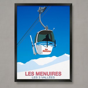 Les Menuires Ski Resort Poster: Vintage Gondola Travel Print