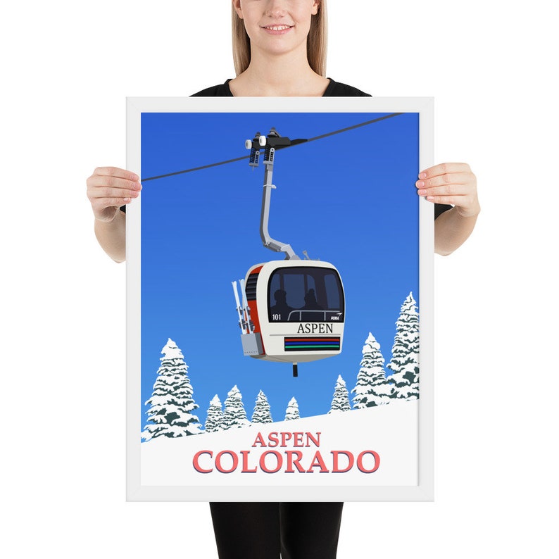 Aspen vintage gondola framed poster