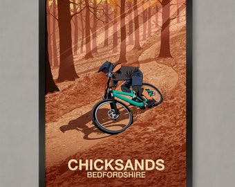 Chicksands mountain bike poster, Mountain Bike Poster, Mountain Bike Print, MTB Poster, MTB prints