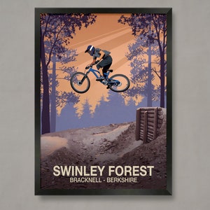 Swinley Forest Mountainbike-Trail Poster, Mountainbike-Poster, Mountainbike-Druck, Bike-Poster, Biker-Drucke