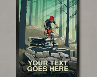 Personalized Mountain Bike Art Print: Custom MTB Poster