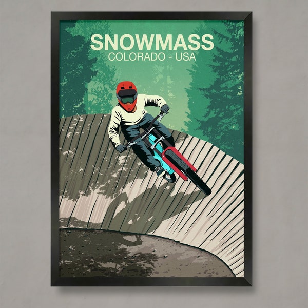 Snowmass mountain bike trail poster, Mountain Bike Poster, Mountain Bike Print