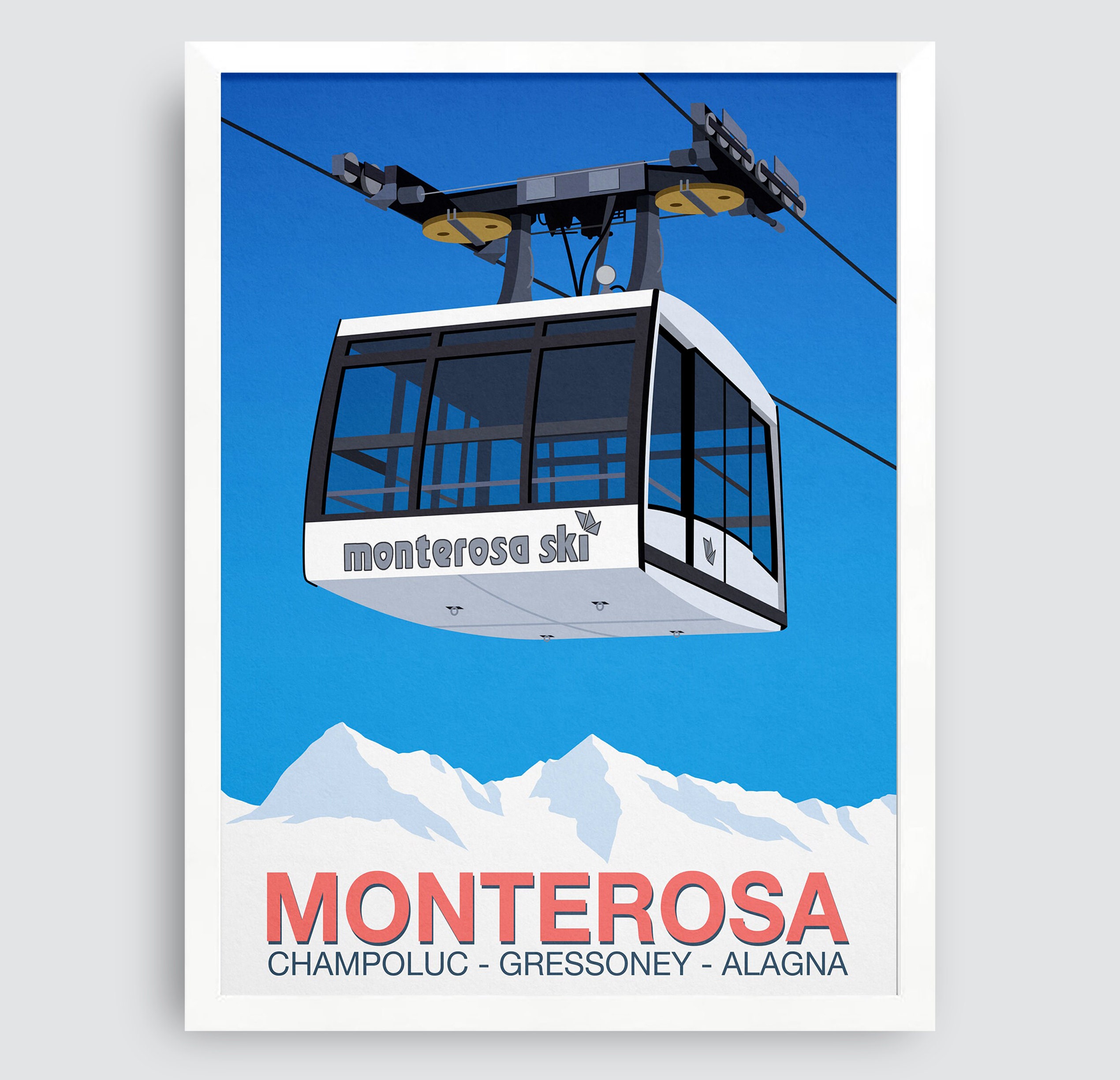 Poster di viaggio vintage di Alagna Valsesia, Monte Rosa Italia Poster su  carta o tela stampata / Idea regalo / Decorazione da parete -  Italia