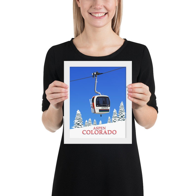 Aspen vintage gondola framed poster