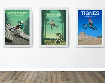 Set of 3 unframed Mountain Bike prints, Choose any 3 from the Mountain Bike poster section, Mountain Bike Posters, MTB Posters