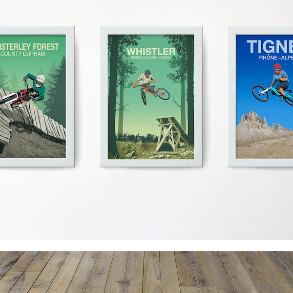 Set of 3 unframed Mountain Bike prints, Choose any 3 from the Mountain Bike poster section, Mountain Bike Posters, MTB Posters