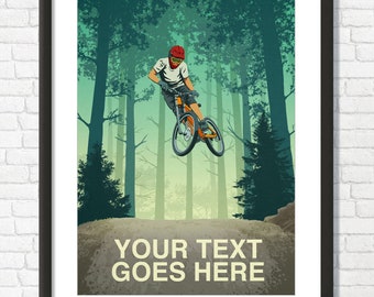 Personalised Mountain Bike gift,Custom Mountain Bike art,MTB art poster,Personalised Mountain Bike art ,Personal Mountain Bike gifts