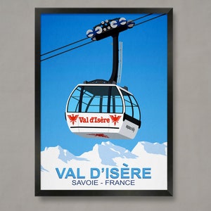 Val D&#39;isere Ski Resort Gondola Poster: Vintage Travel Print