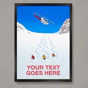 Personalized Heli Skiing Poster: Custom Ski Art Print