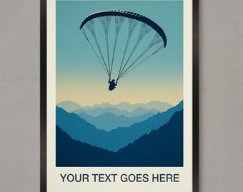 Lámina artística personalizada de parapente: póster de viaje vintage