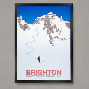 Affiche de snowboarder de Brighton, affiche de station de ski, impression de ski, affiche de snowboard, cadeaux de ski, affiche de ski