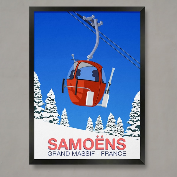 Samoens ski resort poster, Ski Resort Poster, Ski Print , Snowboard Poster,  Ski Gifts, Ski Poster