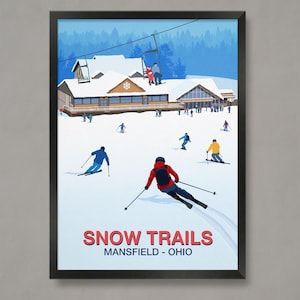 Snow Trails Ski Resort Poster: Ohio Vintage Style Print