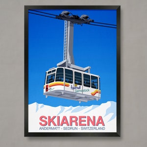 Skiarena Switzerland Poster: Vintage Ski Resort Art Print